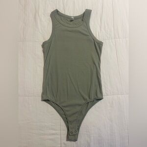 Wishlist Ribbed Tank Bodysuit in Sage